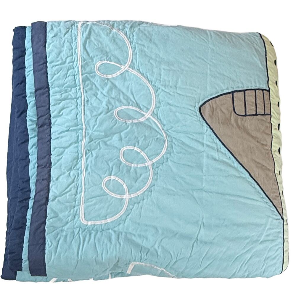 Crate & Barrel Land of Nod "Fly with Me" Airplane Kids Bedding Comforter Full - Picture 8 of 10